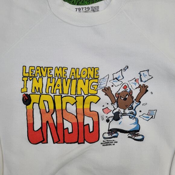 Vintage 1989 Funny Nurse Sweatshirt Womens Large 21x21 Boxy - Picture 11 of 15